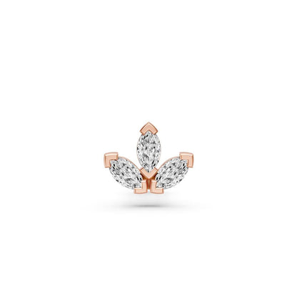 Trinity Marquise Diamond Piercing Stud in Rose Gold
