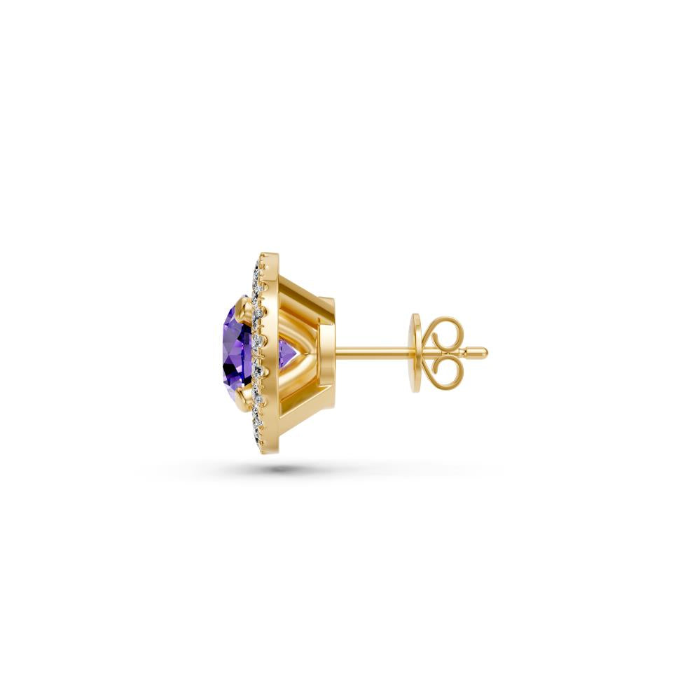 Diamond Earrings with Tanzanite in Yellow Gold