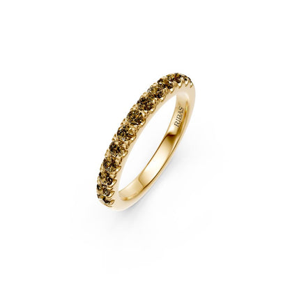 Cognac Diamond Band Ring in Yellow Gold - Slim