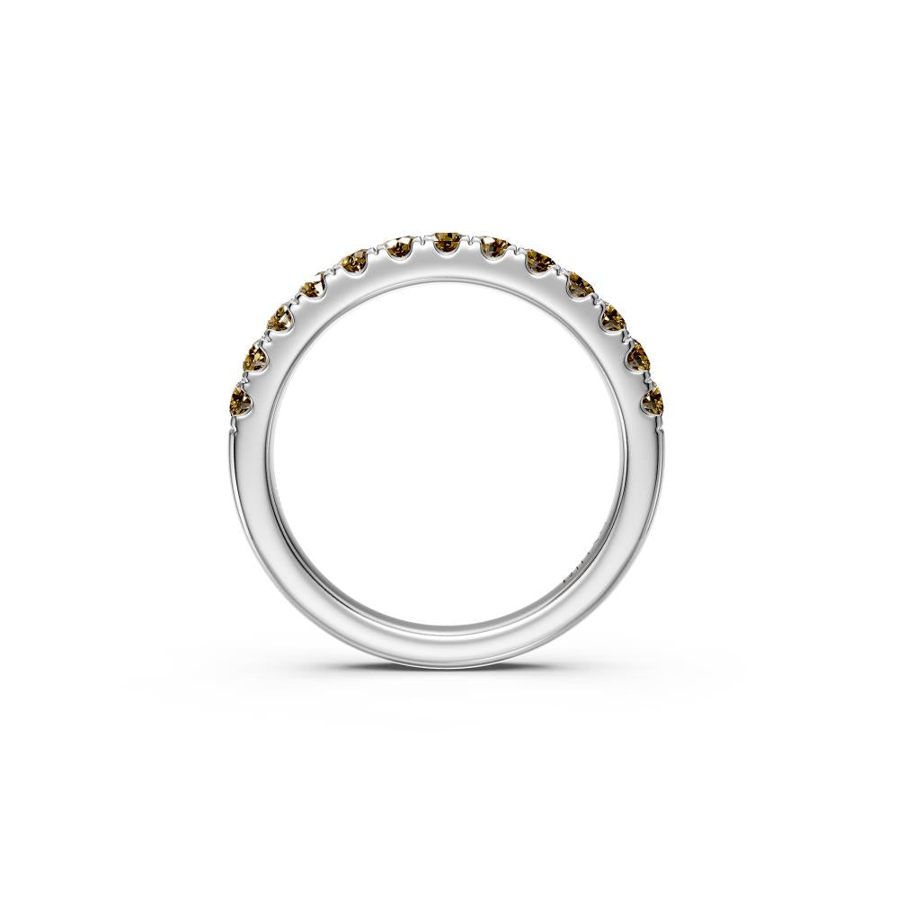 Cognac Diamond Band Ring in White Gold - Slim