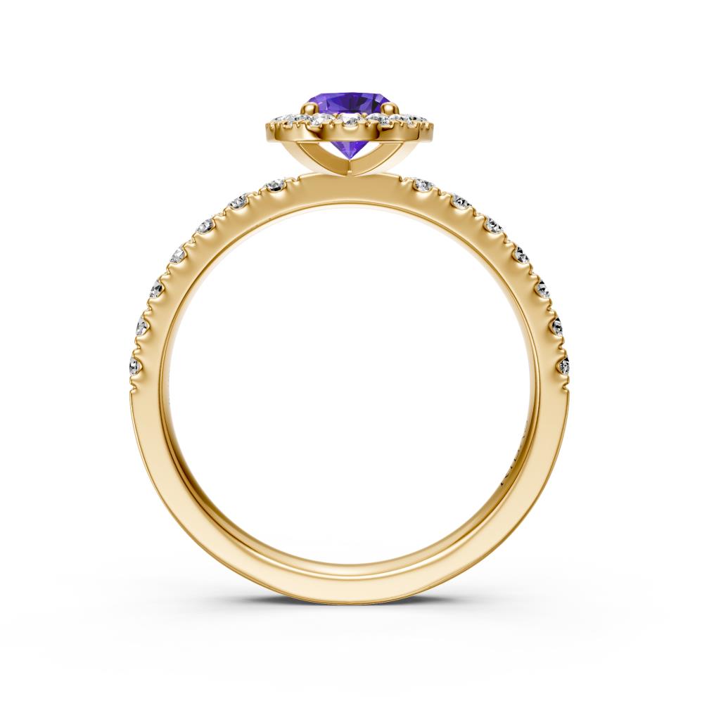 Diamond Ring with Tanzanite in Yellow Gold
