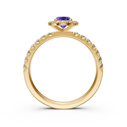 Diamond Ring with Tanzanite in Yellow Gold