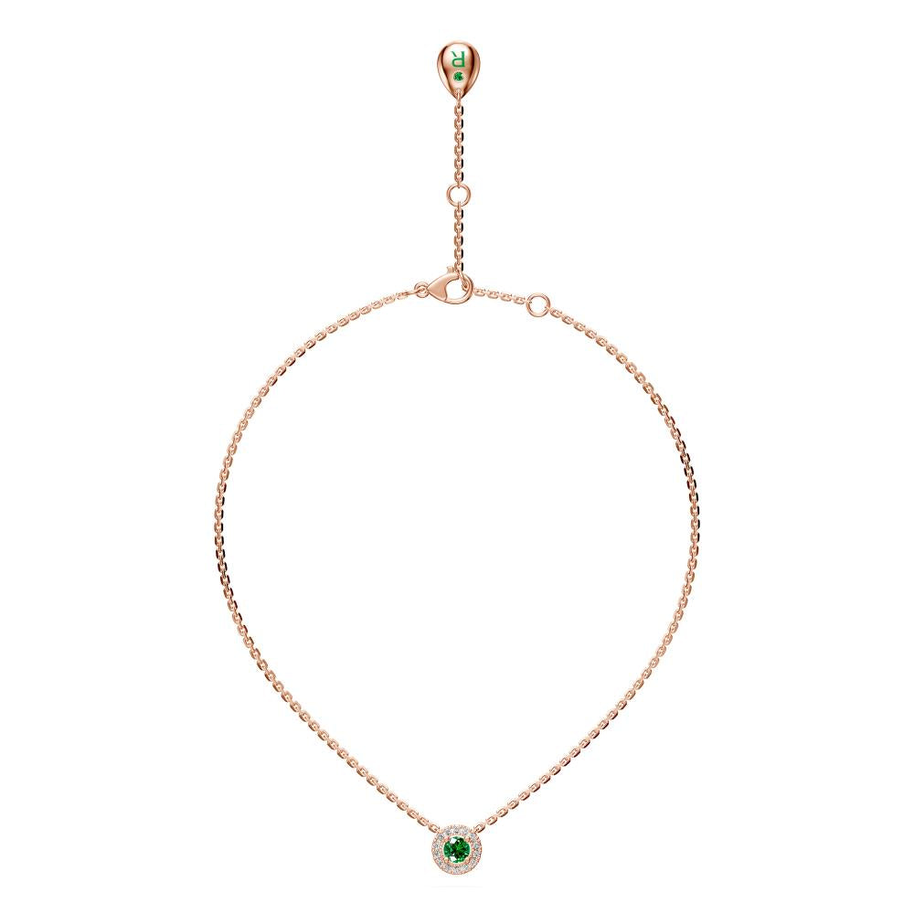 Tourmaline and Diamond Halo Necklace