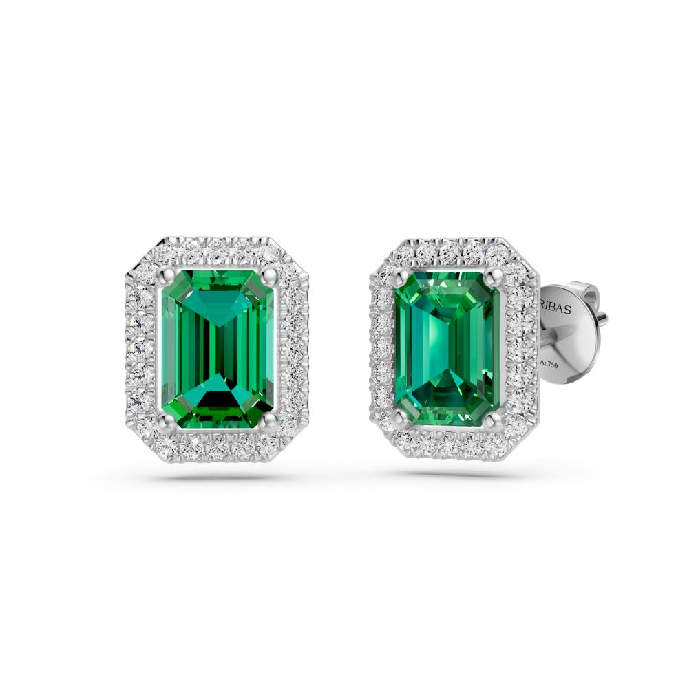Diamond Earrings in White Gold with Tsavorites