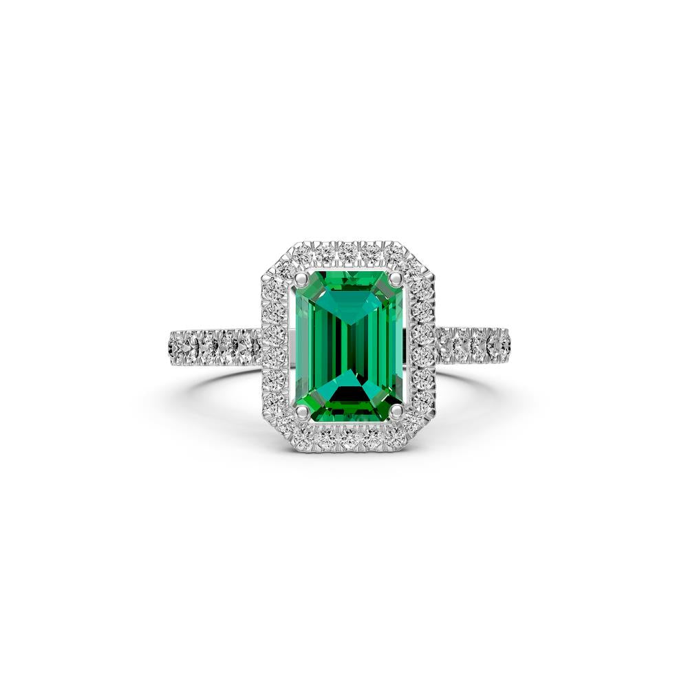 Diamond Ring with Tsavorite in White Gold [test photo]