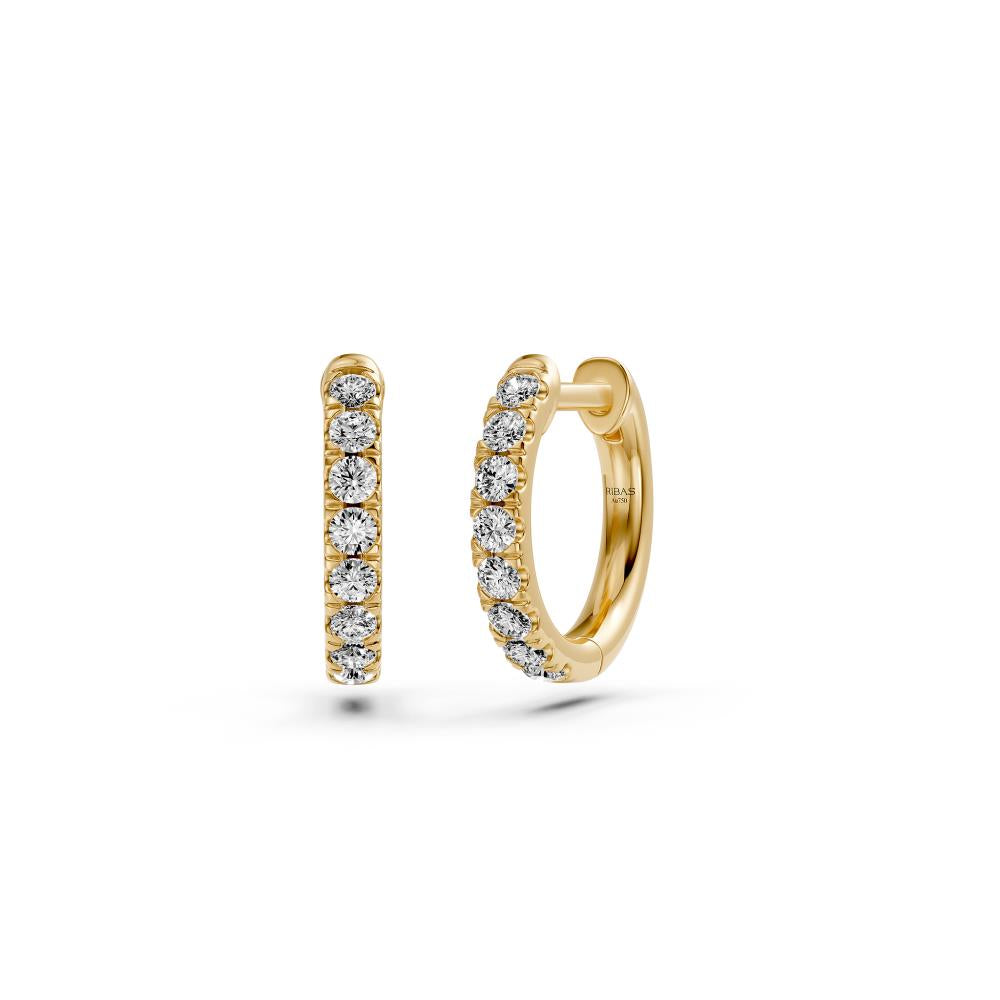 Diamond Hoop Earrings in Yellow Gold