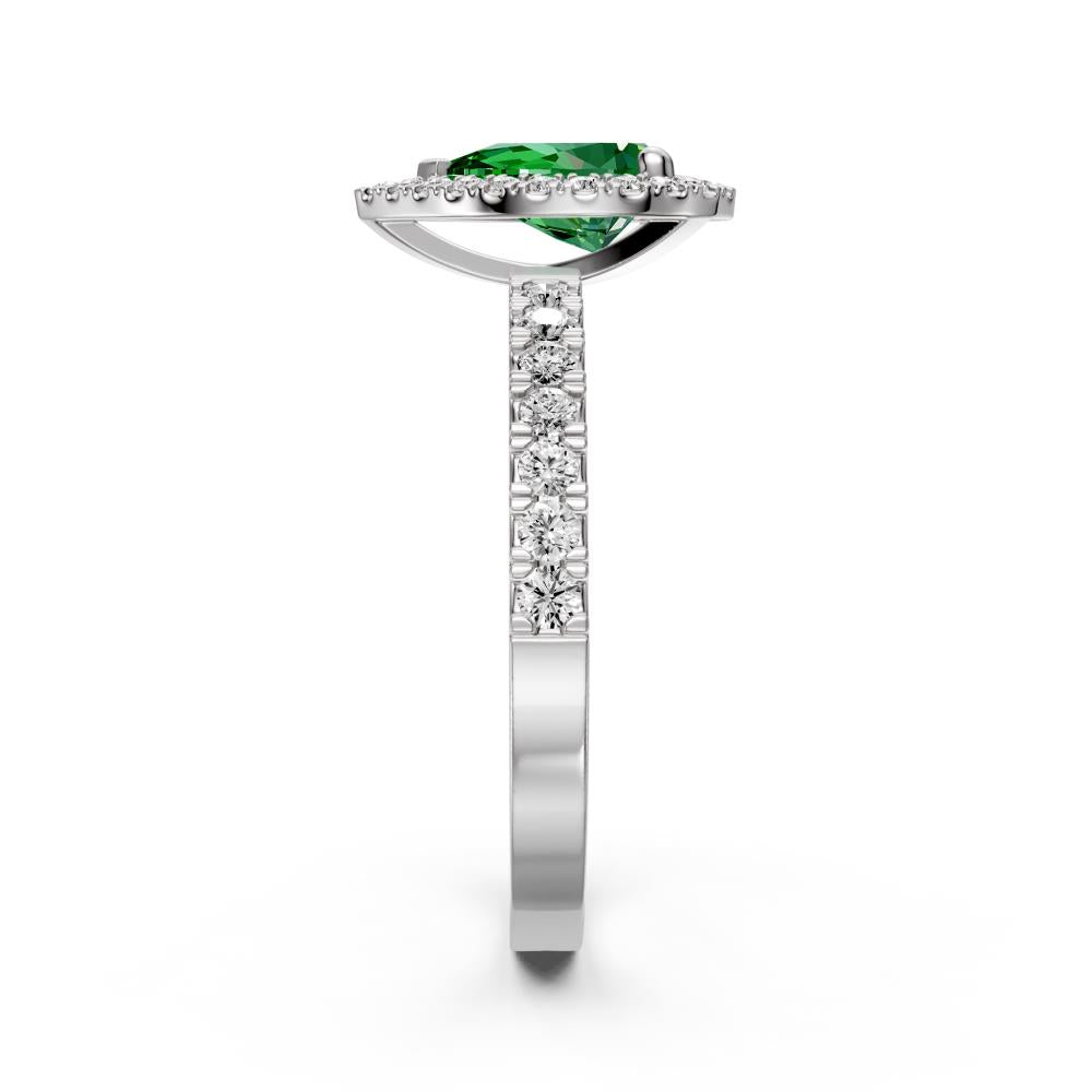 Diamond Ring with Tsavorite in White Gold