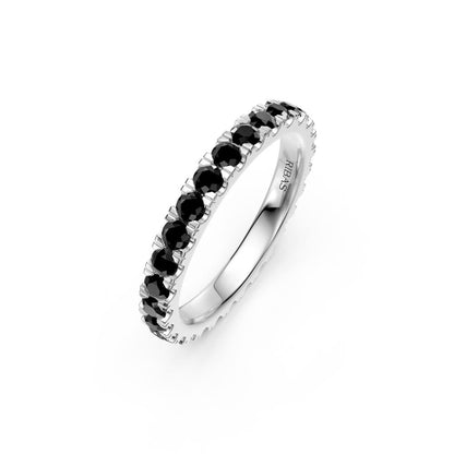 Black Diamond Band Ring in White Gold