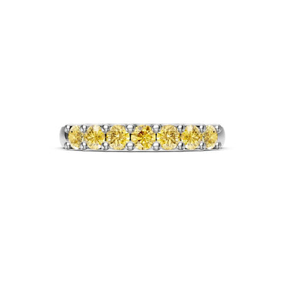 Yellow Sapphire Band Ring in White Gold