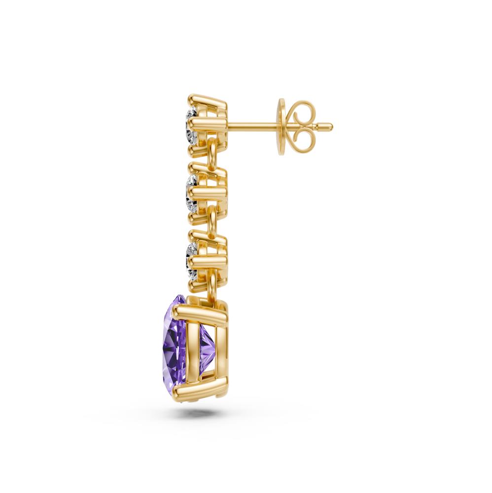 Diamond Earrings with Tanzanite in Yellow Gold