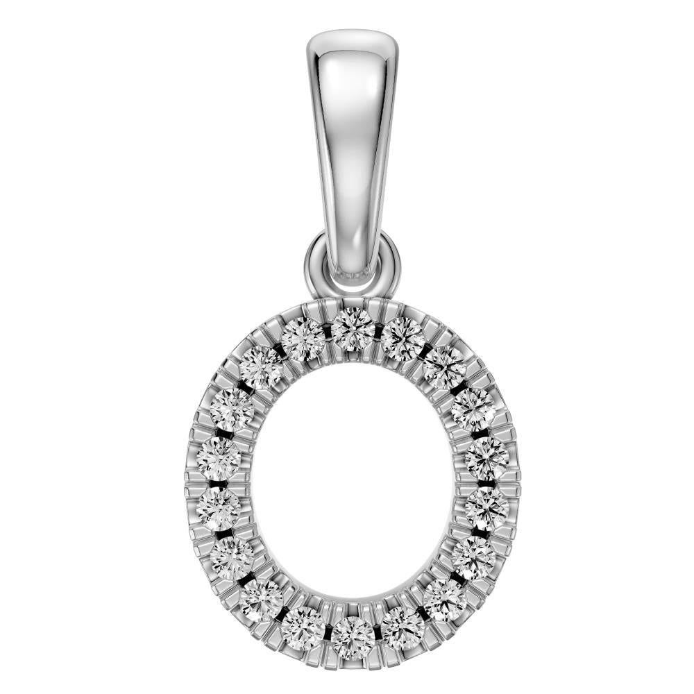 Mini Diamond Letter O Pendant in White Gold
