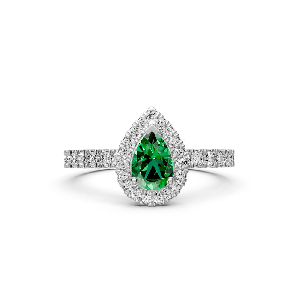 Diamond Ring with Tsavorite in White Gold