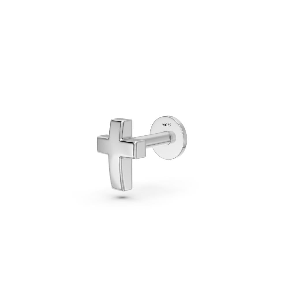 Cross Piercing in White Gold