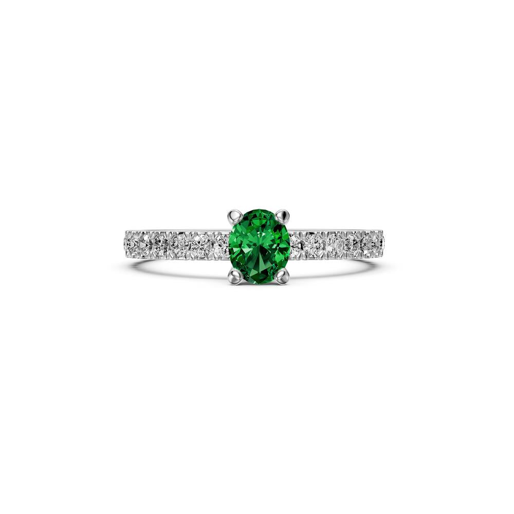 Diamond Ring with Tsavorites in White Gold