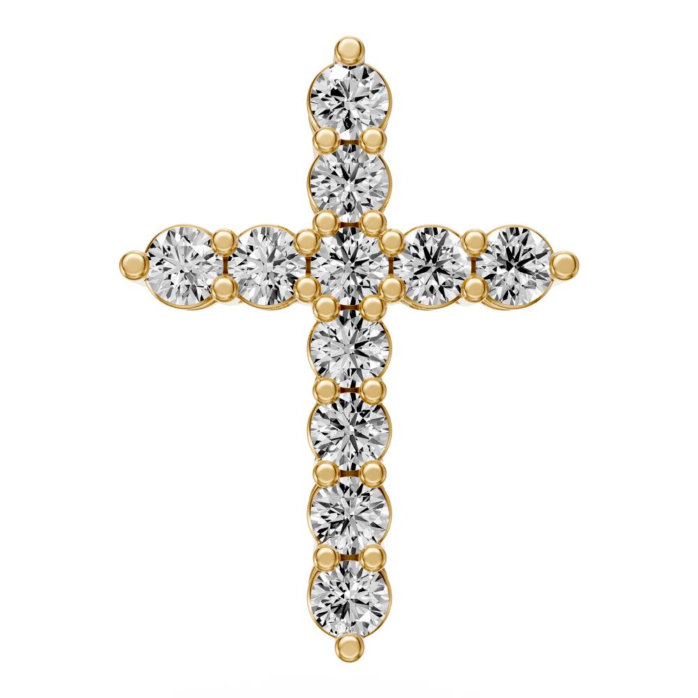 Diamond Cross Necklace in Yellow Gold - Small
