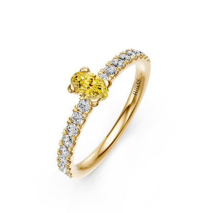 Sapphire Band Ring with Diamonds in Yellow Gold