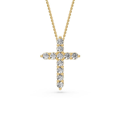Diamond Cross Necklace in Yellow Gold - Medium
