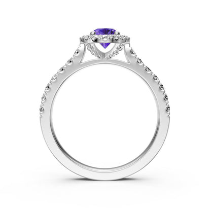 Diamond Ring with Tanzanite in White Gold