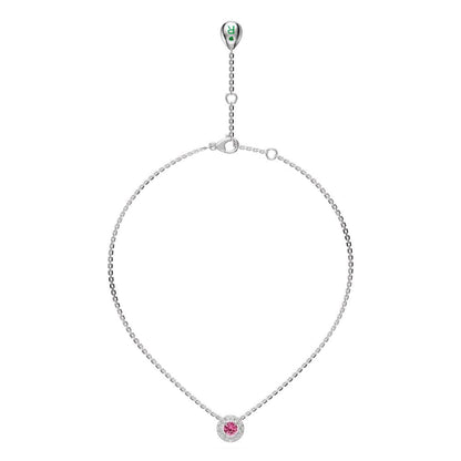 Pink Sapphires and Diamond Halo Necklace