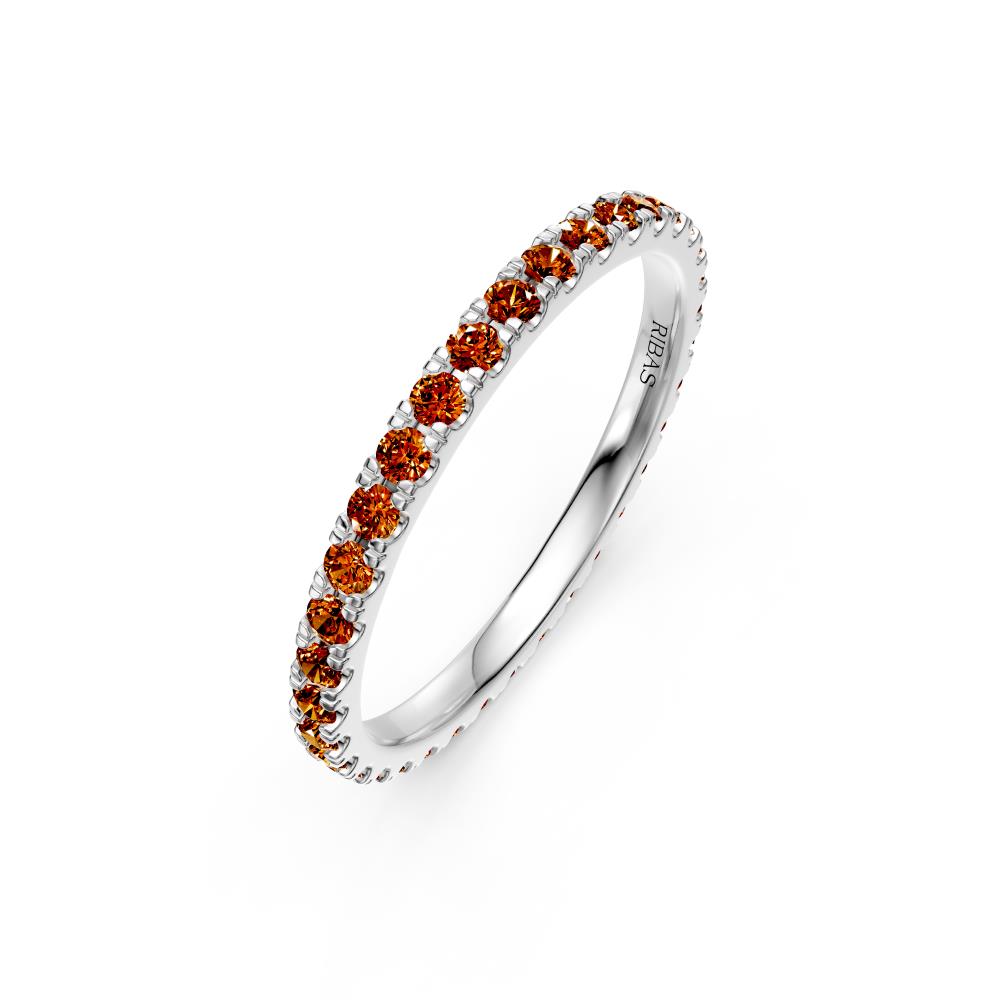 Cognac Diamond Band Ring in White Gold