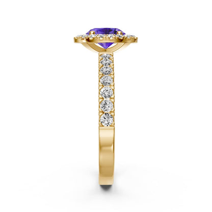 Diamond Ring with Tanzanite in Yellow Gold