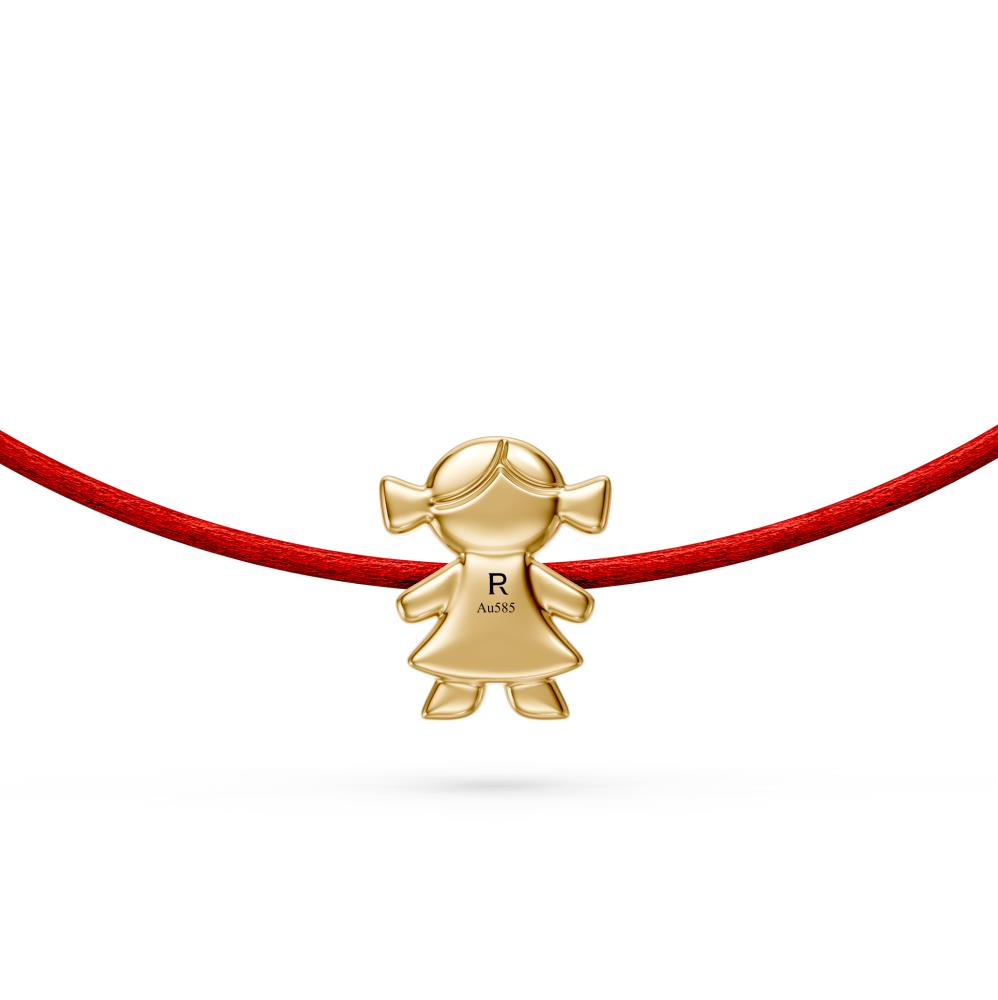 String Bracelet with Diamond in Yellow Gold "Girl"