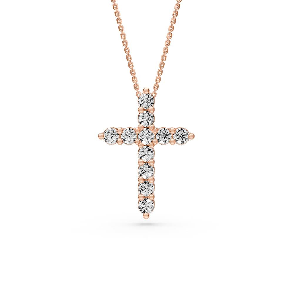 Diamond Cross Necklace in Rose Gold - Medium
