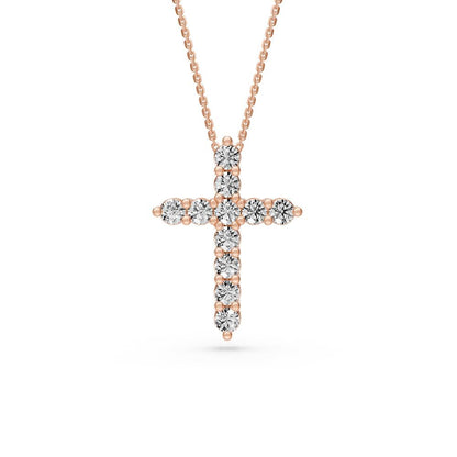 Diamond Cross Necklace in Rose Gold - Medium