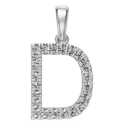 Diamond Letter D letter in White Gold
