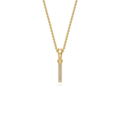 Mini Diamond Letter I Pendant in Yellow Gold