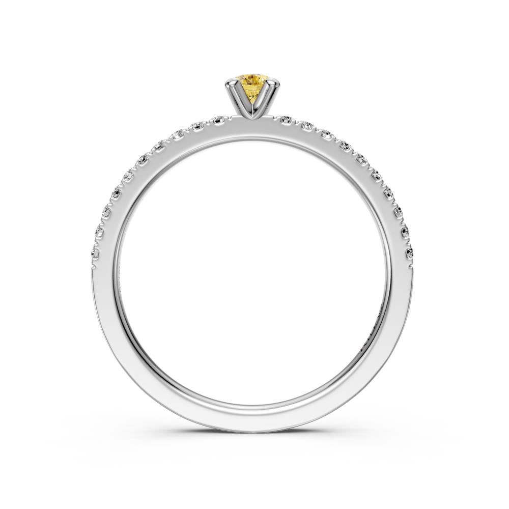 Diamond Ring with Yellow Sapphire in White Gold