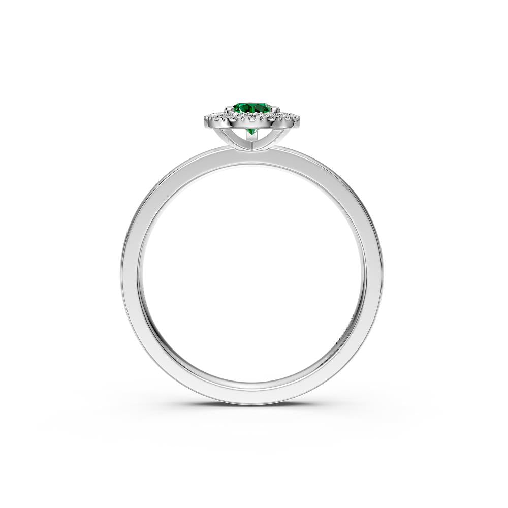 Diamond Band Ring with Tsavorites in White Gold