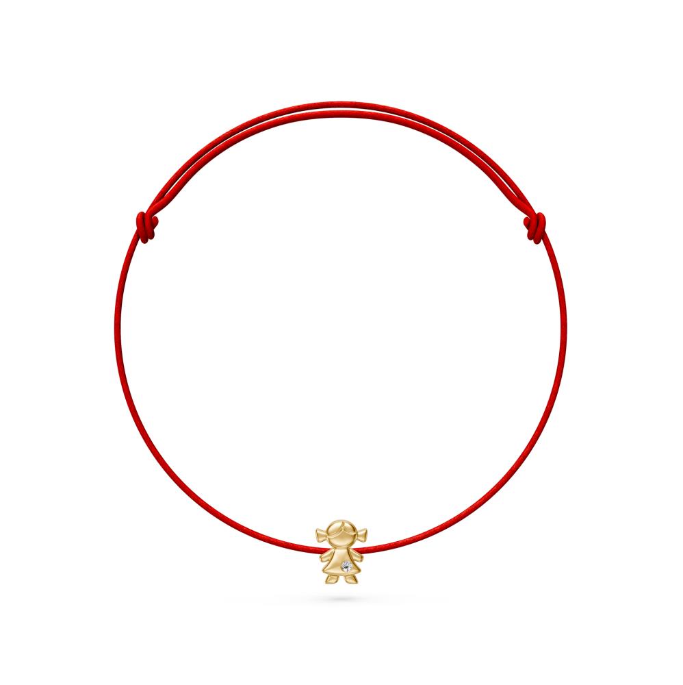 String Bracelet with Diamond in Yellow Gold "Girl"