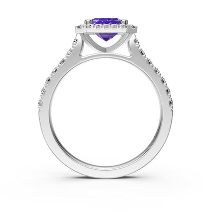 Diamond Ring with Tanzanite in White Gold