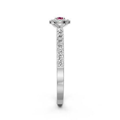 Diamond Ring with Pink Sapphire in White Gold
