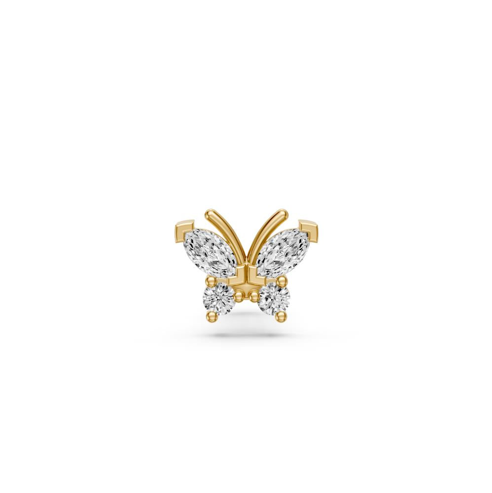 Diamond Piercing in Yellow Gold "Butterfly"