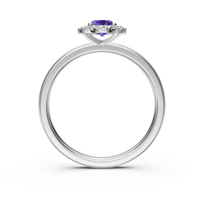 Diamond Ring with Tanzanite in White Gold