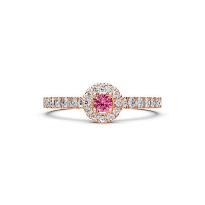 Diamond Ring with Pink Sapphire in Rose Gold