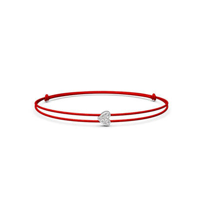 String Bracelet with Diamond in White Gold "Half Heart"