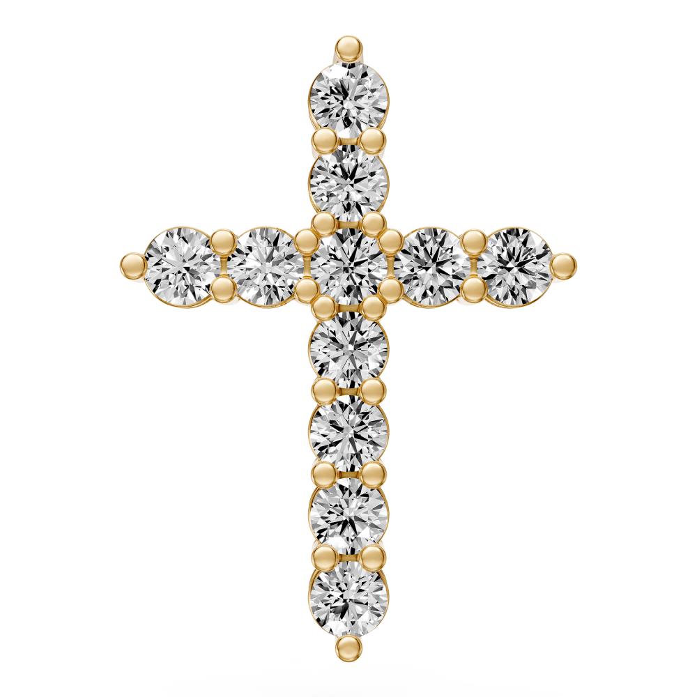 Diamond Cross Pendant in Yellow Gold - Large