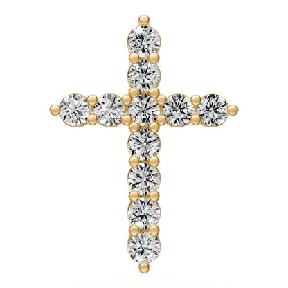 Diamond Cross Pendant in Yellow Gold - Large