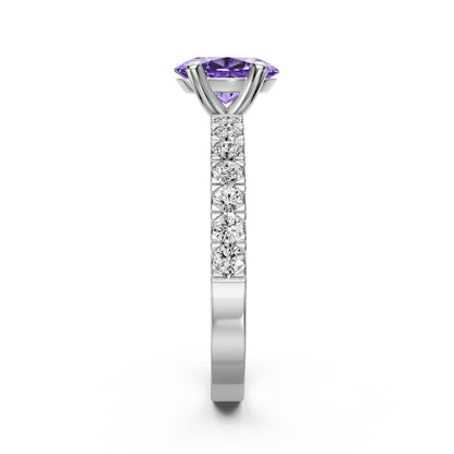 Diamond Ring with Tanzanite in White Gold