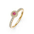 Diamond Ring with Pink Sapphire in Yellow Gold