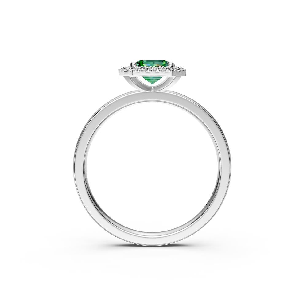Diamond Ring with Tsavorite in White Gold