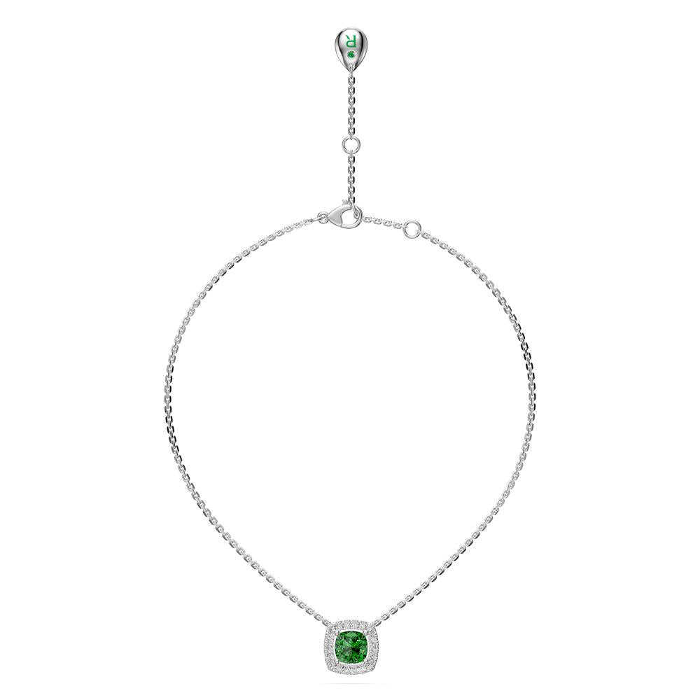 Tsavorite Stone Necklace in White Gold