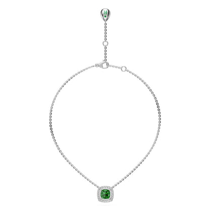 Tsavorite Stone Necklace in White Gold