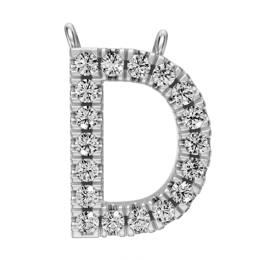 Diamond Letter D Necklace in White Gold