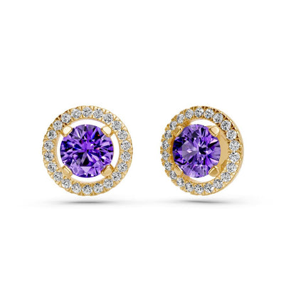Diamond Earrings with Tanzanite in Yellow Gold