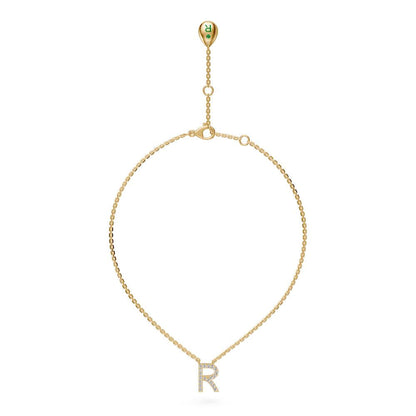 Diamond Letter R Necklace in Yellow Gold