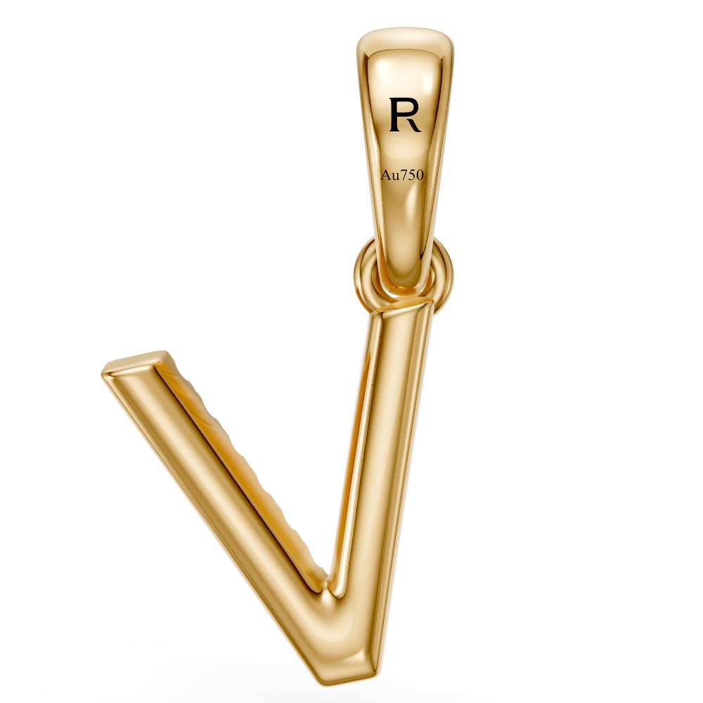 Mini Diamond Letter V Pendant in Yellow Gold